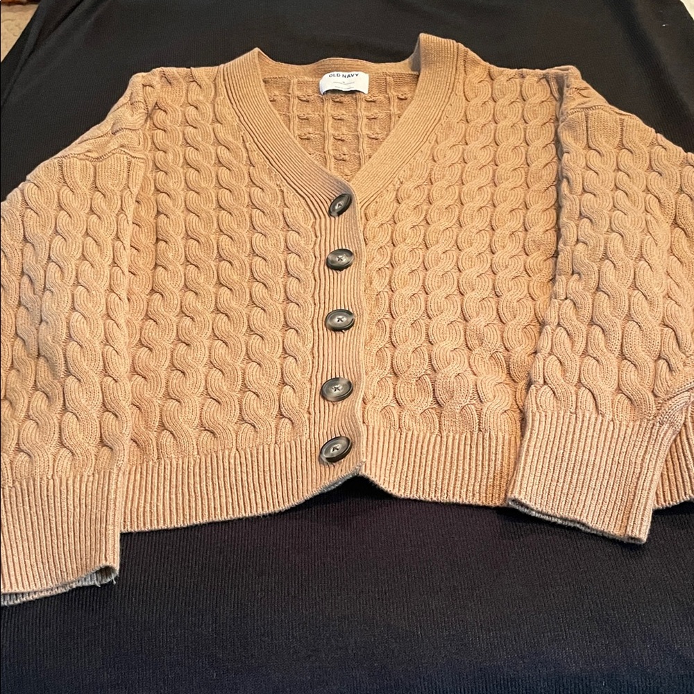 Old Navy Varsity Cable Sweater in Camel